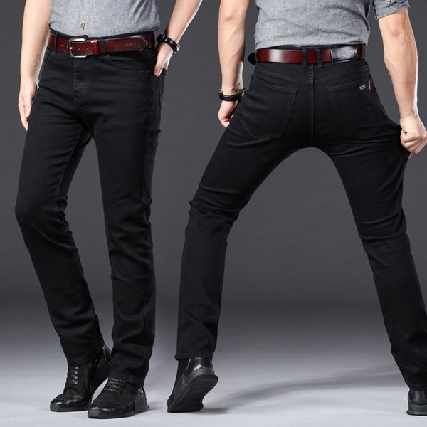 autumn and winter new pure black men's jeans slim small feet high waist elastic fattening large size loose elasticity, Blue
autumn and winter new pure black men's jeans slim small feet high waist elastic fattening large size loose elasticity, Blue