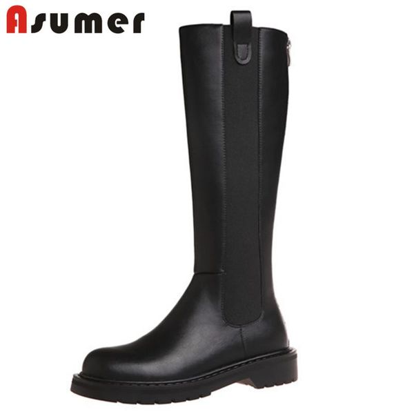 asumer 2020 genuine leather +pu knee high boots women flat shoes round toe comfortable fashion riding boots woman, Black
asumer 2020 genuine leather +pu knee high boots women flat shoes round toe comfortable fashion riding boots woman, Black