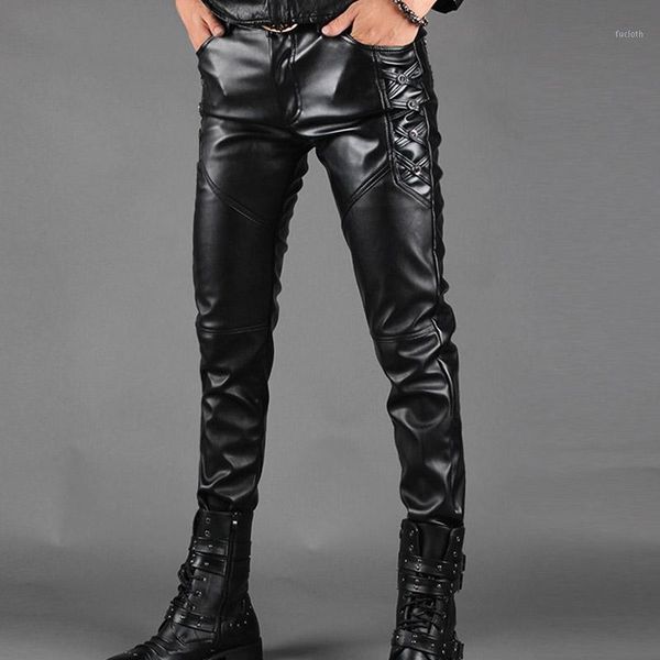 men's pants men leather fashion casual pant male slim fit pu locomotive punk rock stage show clothing contracted styl1, Black
men's pants men leather fashion casual pant male slim fit pu locomotive punk rock stage show clothing contracted styl1, Black
