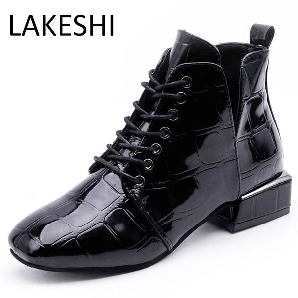 2020 fashion women boots shiny pu leather lace up rubber autumn winter ankle boots for lady shoes female footwear botas mujer #zp2v, Black
2020 fashion women boots shiny pu leather lace up rubber autumn winter ankle boots for lady shoes female footwear botas mujer #zp2v, Black