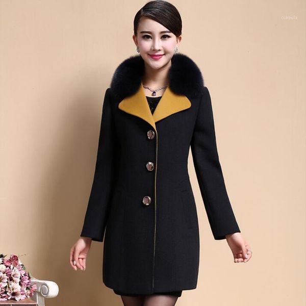 new women winter coat korean style slim fur collar color block single-breasted long size noble lady woolen coat1, Black
new women winter coat korean style slim fur collar color block single-breasted long size noble lady woolen coat1, Black
