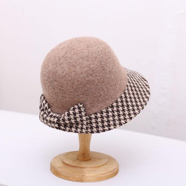 wide brim hats warm arrive autumn winter fashion wool thickness elegance woman bow patchwork hound tooth pattern fedoras panama bucket hat, Blue;gray
wide brim hats warm arrive autumn winter fashion wool thickness elegance woman bow patchwork hound tooth pattern fedoras panama bucket hat, Blue;gray