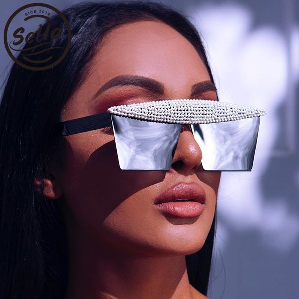 sella colorful new women handmade diamond decoration sunglasses fashion oversized square sunglasses film coating street style, White;black
sella colorful new women handmade diamond decoration sunglasses fashion oversized square sunglasses film coating street style, White;black
