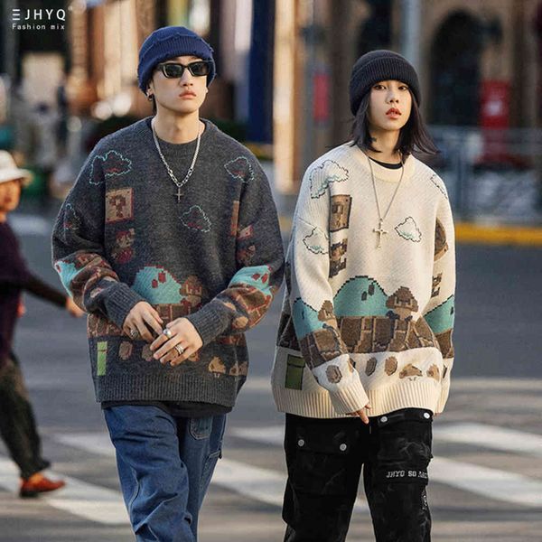 winter 2021 autumn men's fashion brand round neck loose cartoon super mary couple sweater for men and women, White;black
winter 2021 autumn men's fashion brand round neck loose cartoon super mary couple sweater for men and women, White;black
