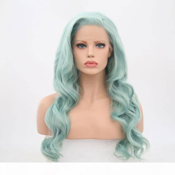synthetic body wave lace wig blue green glueless heat resistant fiber hair lace front wigs natural hairline side part for women, Black
synthetic body wave lace wig blue green glueless heat resistant fiber hair lace front wigs natural hairline side part for women, Black