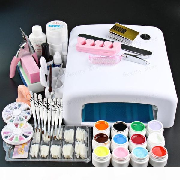 оптово professional полный комплект 12 цвет uv gel kit brush nail art set + 36w леча uv lamp kit сушилка curining инструменты
оптово professional полный комплект 12 цвет uv gel kit brush nail art set + 36w леча uv lamp kit сушилка curining инструменты