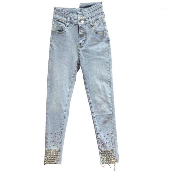 2020 spring new fashion diamond jeans women high waist single breasted skinny pencil jeans1, Blue
2020 spring new fashion diamond jeans women high waist single breasted skinny pencil jeans1, Blue