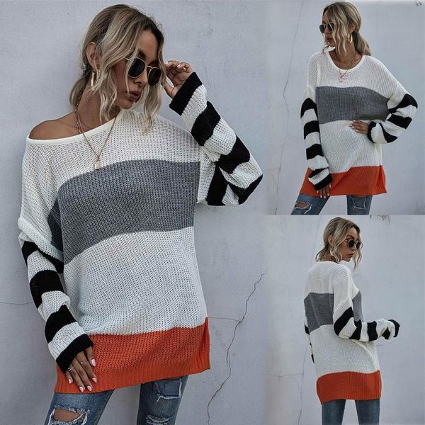 ladies fashion round neck long sleeve color block pullover knit sweater women sweaters striped long sleeve knitted pullover, White;black
ladies fashion round neck long sleeve color block pullover knit sweater women sweaters striped long sleeve knitted pullover, White;black