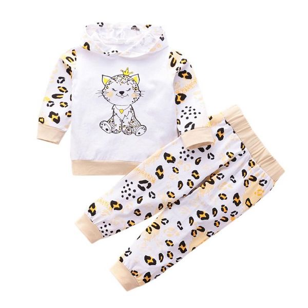 children colthes autumn sports and leisure set 2pcs autumn kids cat pattern hooded sweatshirt tousers outfits, White
children colthes autumn sports and leisure set 2pcs autumn kids cat pattern hooded sweatshirt tousers outfits, White