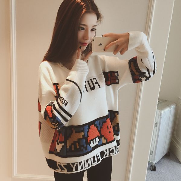new style of autumn wear cardigan korean letter long sleeve knitted upper garment female students fashion sweater t-shirt
new style of autumn wear cardigan korean letter long sleeve knitted upper garment female students fashion sweater t-shirt