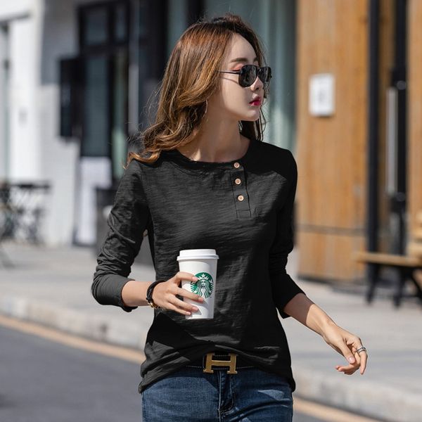 new style korean women's wear in autumn and winter 2020 t-shirt fashionable and versatile slubby cotton large round neck long sleeve t, White
new style korean women's wear in autumn and winter 2020 t-shirt fashionable and versatile slubby cotton large round neck long sleeve t, White