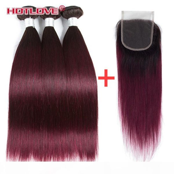 brazilian straight ombre human hair weaves 3 bundle with lace closure with baby hair two tone color 1b 99j dark roots burgundy ove, Black;brown
brazilian straight ombre human hair weaves 3 bundle with lace closure with baby hair two tone color 1b 99j dark roots burgundy ove, Black;brown