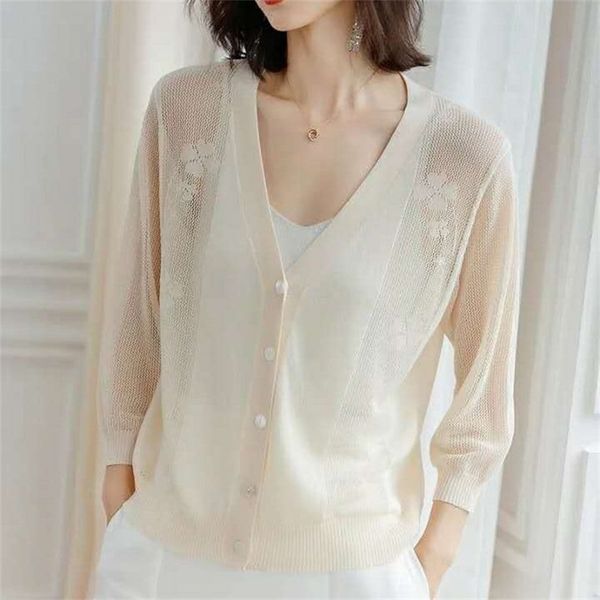 women summer knit casual thin sweaters cardigan new female ice silk coats hollow out sunscreen air conditioning g157 y200915, White;black
women summer knit casual thin sweaters cardigan new female ice silk coats hollow out sunscreen air conditioning g157 y200915, White;black