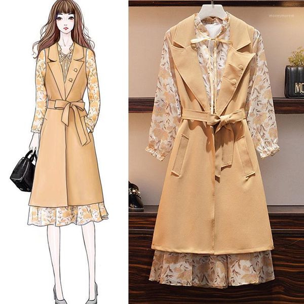 two piece dress 2021 autumn and winter large size women's clothing fashion sleeveless trench floral two-piece set for women k9381, White
two piece dress 2021 autumn and winter large size women's clothing fashion sleeveless trench floral two-piece set for women k9381, White
