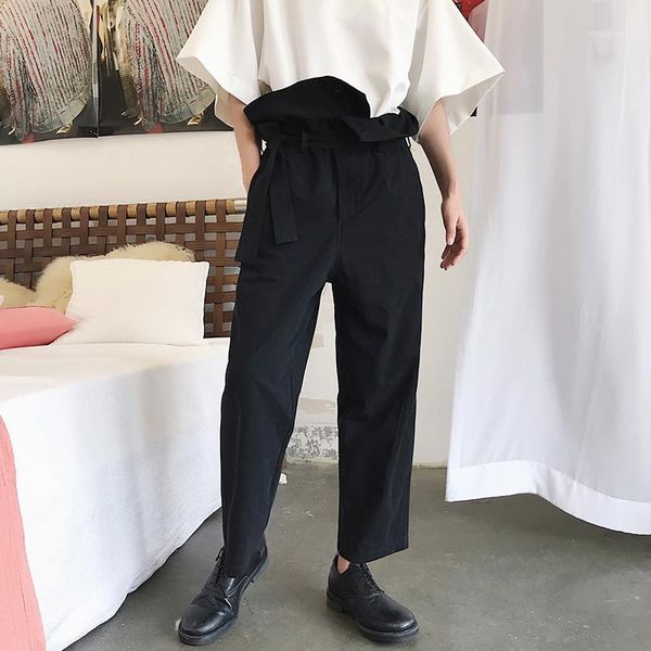 fall show new style trousers waist flip side design leisure straight pants men's high waist cut nine minutes pants1, White;black
fall show new style trousers waist flip side design leisure straight pants men's high waist cut nine minutes pants1, White;black