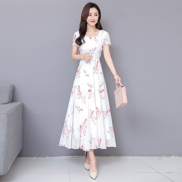 Summer Floral Print Big Swing High Waist Slim Short Sleeve O-Neck Ankle-Length A-Line White Chiffon Women Coctail Dress 9729 party
Summer Floral Print Big Swing High Waist Slim Short Sleeve O-Neck Ankle-Length A-Line White Chiffon Women Coctail Dress 9729 party
