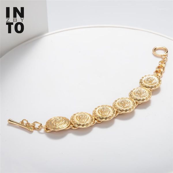 Into Bracelets for Women Yellow Gold Color Round Button Lion Relief Jewelry for Cool Women Link Chain1, Black
Into Bracelets for Women Yellow Gold Color Round Button Lion Relief Jewelry for Cool Women Link Chain1, Black