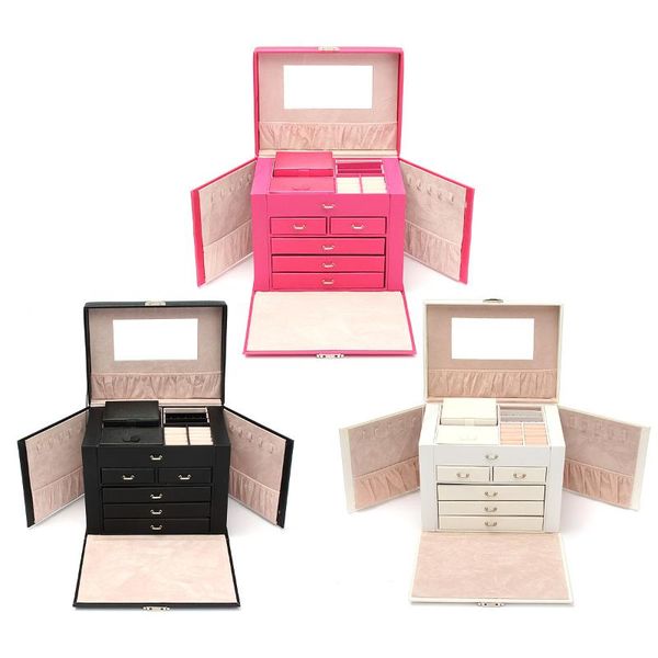 large jewelry box watch case beads earring ring jewelry armoire storage case black white rose faux leather trinket organizer, Pink;blue
large jewelry box watch case beads earring ring jewelry armoire storage case black white rose faux leather trinket organizer, Pink;blue