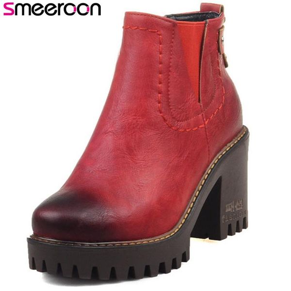 smeeroon fashion autumn winter boots for women high heels ankle boots round toe slip on+buckle pu leather, Black
smeeroon fashion autumn winter boots for women high heels ankle boots round toe slip on+buckle pu leather, Black