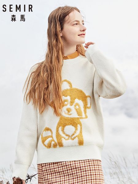 semir women 2019 winter new round neck pullover sweater loose lazy wind knit cute jacquard trend
semir women 2019 winter new round neck pullover sweater loose lazy wind knit cute jacquard trend