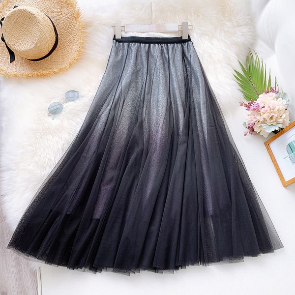 2021 new spring summer elegant women high waist pleated long midi a line mesh skirts shinning tutu tulle skirt 3izp, Black 
2021 new spring summer elegant women high waist pleated long midi a line mesh skirts shinning tutu tulle skirt 3izp, Black