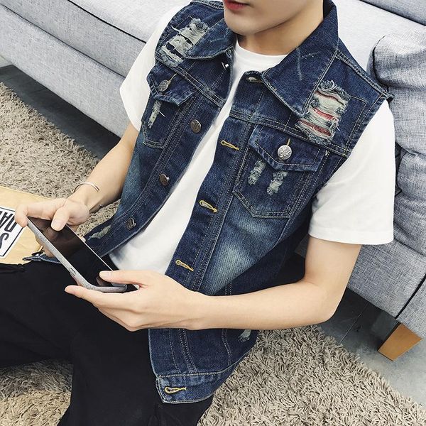 fashion 2021 spring autumn casual men's denim waistcoat paragraph vest cowboy clothing ripped hole teenager sleeveless jacket, Black;brown
fashion 2021 spring autumn casual men's denim waistcoat paragraph vest cowboy clothing ripped hole teenager sleeveless jacket, Black;brown