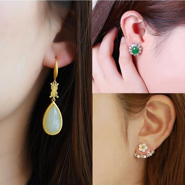 925 sterling silver pin exquisite gem inlaid multi color and multi style earrings add charm to new year gift, Golden;silver
925 sterling silver pin exquisite gem inlaid multi color and multi style earrings add charm to new year gift, Golden;silver