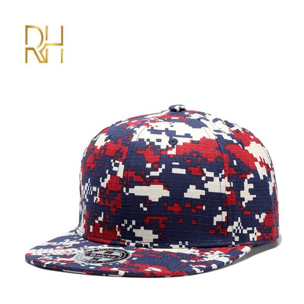 

2020 New Fashion Baseball Hat Camouflage Color Matching Flat Hats Adjustable Snapback Cap Flat Trend Street Dance Caps RH