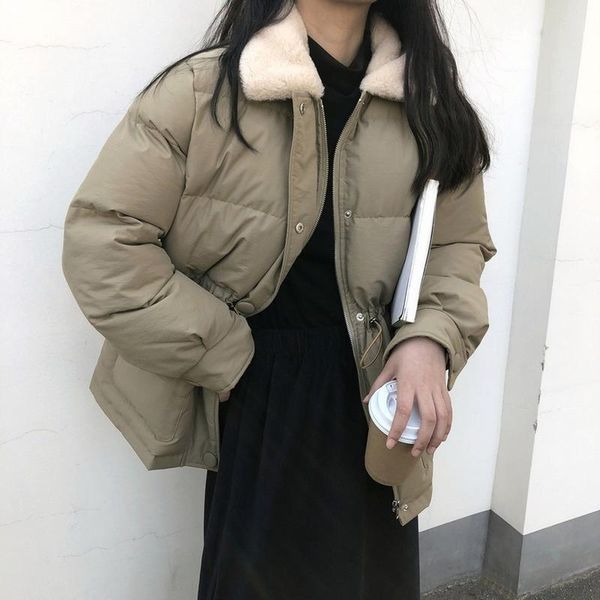 winter coat women jackets parka lapel drawstring adjustable waist thick warm outwear solid bubble femme puffer jacket parkas, Black
winter coat women jackets parka lapel drawstring adjustable waist thick warm outwear solid bubble femme puffer jacket parkas, Black