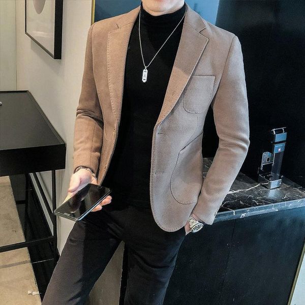 men's suits & blazers woolen coat autumn winter tweed short slim blazer hombre casual 2021 wear man suit solid color trend terno mascul, White;black
men's suits & blazers woolen coat autumn winter tweed short slim blazer hombre casual 2021 wear man suit solid color trend terno mascul, White;black