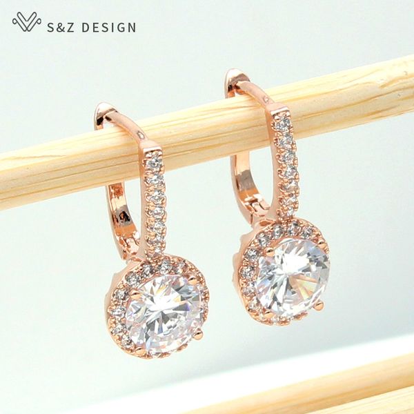 s&z 585 rose gold micro wax inlay round cubic zirconia dangle earrings for korea women girl's wedding luxury party jewelry gift, Black
s&z 585 rose gold micro wax inlay round cubic zirconia dangle earrings for korea women girl's wedding luxury party jewelry gift, Black