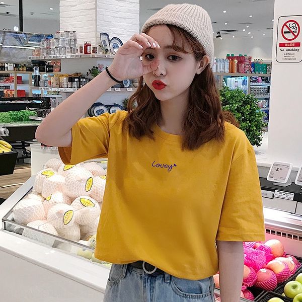 women's short sleeve cotton versatile new korean fashion loose student simple show thin net red coat t-shirt girl t-shirt women 2uu8, White
women's short sleeve cotton versatile new korean fashion loose student simple show thin net red coat t-shirt girl t-shirt women 2uu8, White