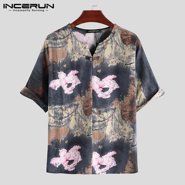 men shirt print cotton v neck half sleeve retro chinese style casual shirts men camisa masculina streetwear incerun 2020 s-5xl, White;black
men shirt print cotton v neck half sleeve retro chinese style casual shirts men camisa masculina streetwear incerun 2020 s-5xl, White;black