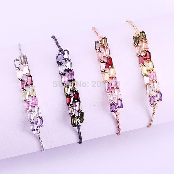 link, chain 10pcs fashion jewelry multi color rainbow cz micro paved connector bracelets for women adjustable, Black
link, chain 10pcs fashion jewelry multi color rainbow cz micro paved connector bracelets for women adjustable, Black