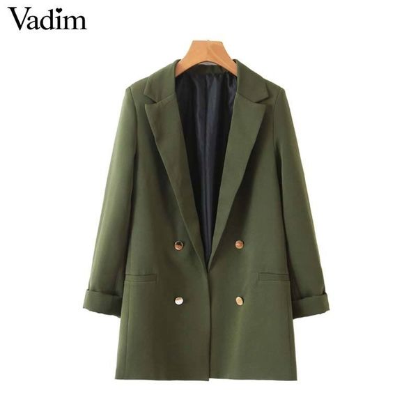 vadim women chic army green blazer decorate button open stitch pockets back split female work wear stylish coat ca497 y200107, White;black
vadim women chic army green blazer decorate button open stitch pockets back split female work wear stylish coat ca497 y200107, White;black