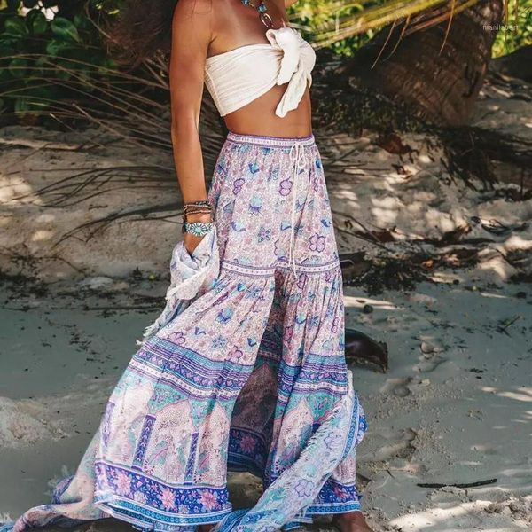 vintage chic women hippie purple floral print beach bohemian pleated skirt high elastic waist ruffles boho maxi skirt femme1, Black
vintage chic women hippie purple floral print beach bohemian pleated skirt high elastic waist ruffles boho maxi skirt femme1, Black