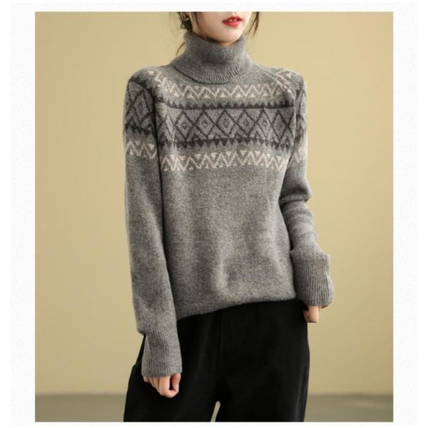 women's sweaters lamtrip warm vintage geometric pattern turtleneck pullover sweater winter women, White;black
women's sweaters lamtrip warm vintage geometric pattern turtleneck pullover sweater winter women, White;black
