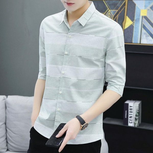 men's casual shirts five-point sleeve striped color-match shirt men's slim mid-sleeved lapel single-breasted simple blouse man spr, White;black
men's casual shirts five-point sleeve striped color-match shirt men's slim mid-sleeved lapel single-breasted simple blouse man spr, White;black