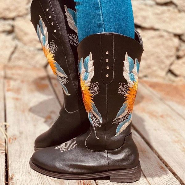 women boots embroidery ladies mid calf shoes autumn low heels print slip on fashion new floral boots female footwear plus size #wg80, Black
women boots embroidery ladies mid calf shoes autumn low heels print slip on fashion new floral boots female footwear plus size #wg80, Black