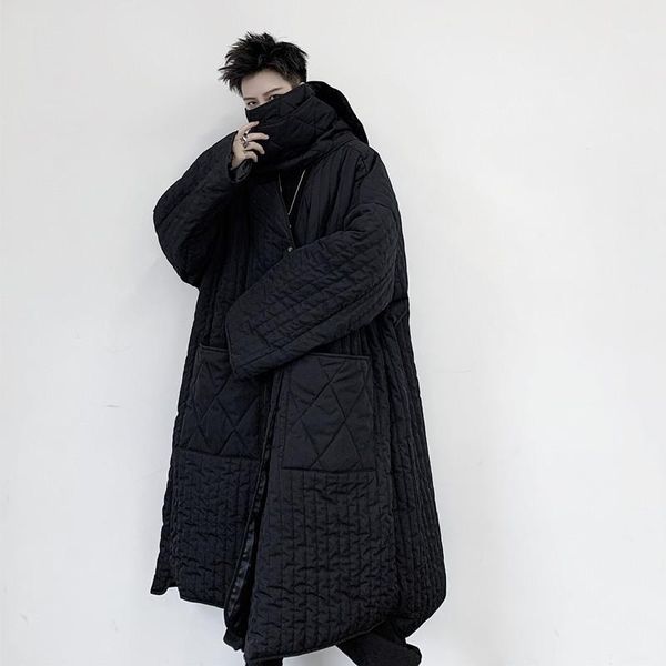 male casual loose parkas jacket overcoat men japan streetwear include scarf thin cotton padded long coat outerwear1, Black 
male casual loose parkas jacket overcoat men japan streetwear include scarf thin cotton padded long coat outerwear1, Black