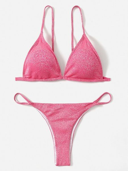 glitter triangle thong bikini swimsuit 69t5#, White;black 
glitter triangle thong bikini swimsuit 69t5#, White;black