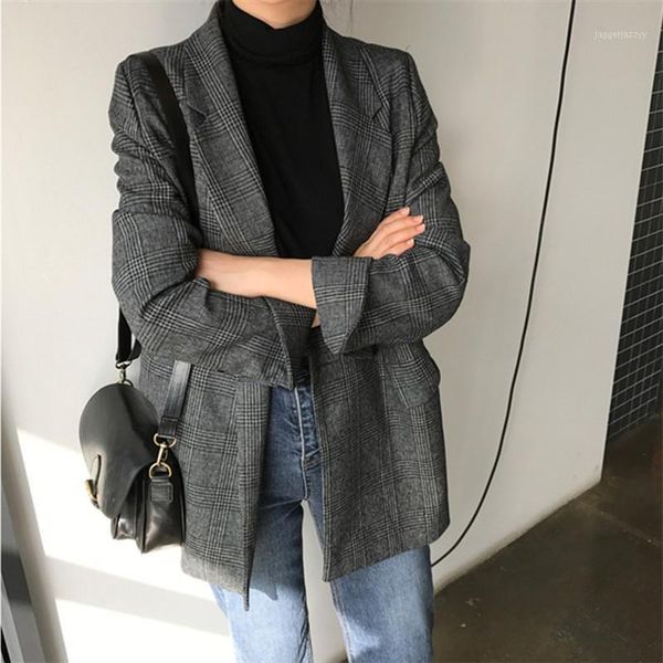 women's suits & blazers mazefeng 2021 autumn winter women's plaid double breasted pockets formal jackets notched outerwear one si, White;black
women's suits & blazers mazefeng 2021 autumn winter women's plaid double breasted pockets formal jackets notched outerwear one si, White;black