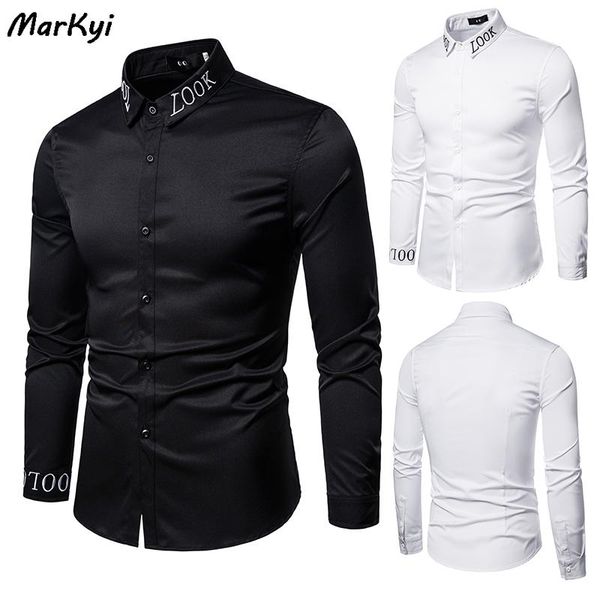 men's casual shirts markyi neckline embroidery slim fit long sleeve camisa masculina 2021 social men club prom shirt, White;black
men's casual shirts markyi neckline embroidery slim fit long sleeve camisa masculina 2021 social men club prom shirt, White;black