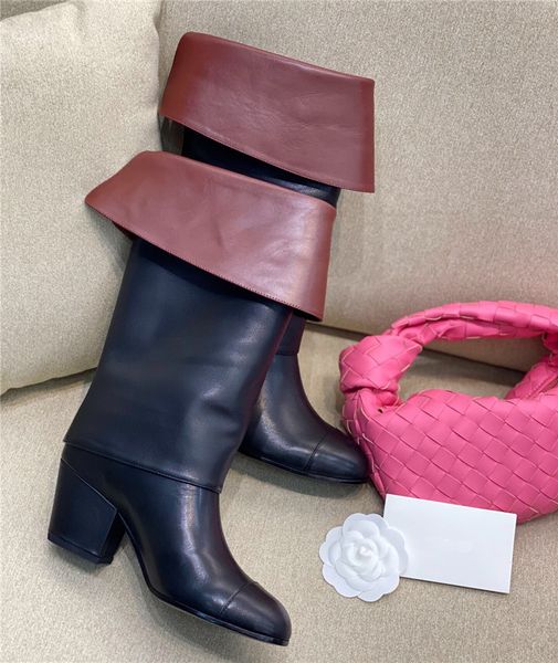 runway fold 2021 women's fall ladies chunky high heels long slides in genuine leather mujer mid-calf boots 90p6, Black
runway fold 2021 women's fall ladies chunky high heels long slides in genuine leather mujer mid-calf boots 90p6, Black