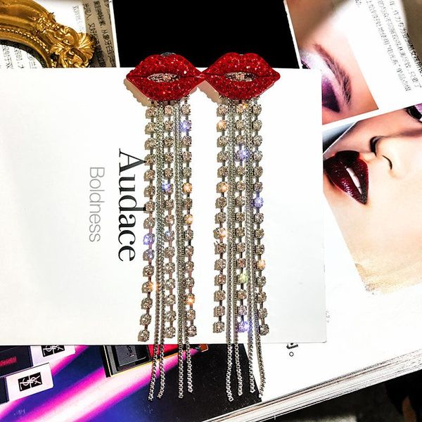 dangle & chandelier european and american fashion exaggerated red lips earrings for woman long crystal tassel luxury earring, Silver
dangle & chandelier european and american fashion exaggerated red lips earrings for woman long crystal tassel luxury earring, Silver