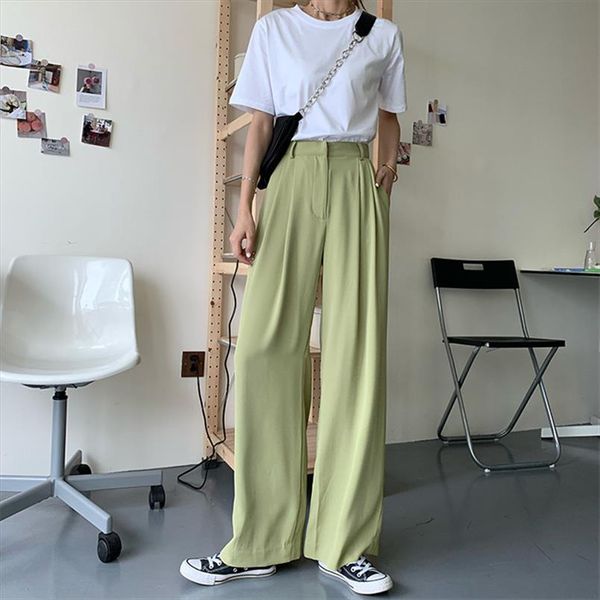 selling high waist wide leg pants women 2020 new streetwear suit pants loose full length large size straight trousers, Black;white
selling high waist wide leg pants women 2020 new streetwear suit pants loose full length large size straight trousers, Black;white