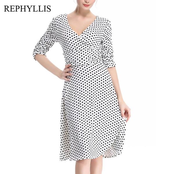 rephyllis women retro dotted solid deep v neck 2/3 sleeve pleated robe work prom holiday cocktail party casual a line dress, Black;gray 
rephyllis women retro dotted solid deep v neck 2/3 sleeve pleated robe work prom holiday cocktail party casual a line dress, Black;gray