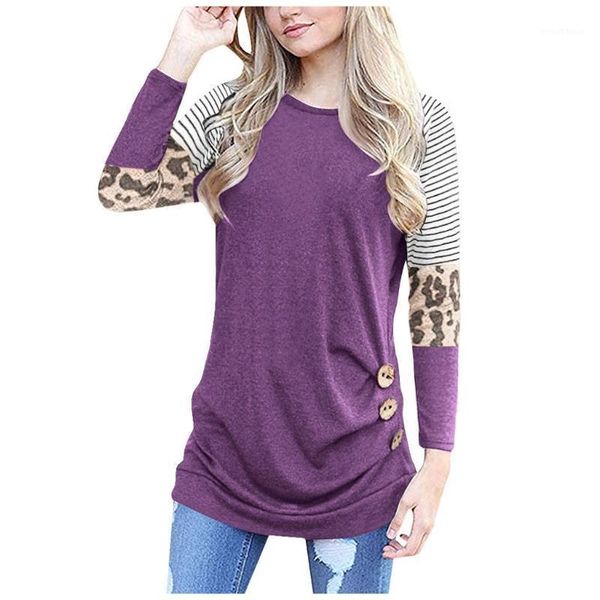 women t-shirt spring fashion casual long sleeve loose button trim leopard round neck tunic t-shirt casual shirts #40%1, White
women t-shirt spring fashion casual long sleeve loose button trim leopard round neck tunic t-shirt casual shirts #40%1, White