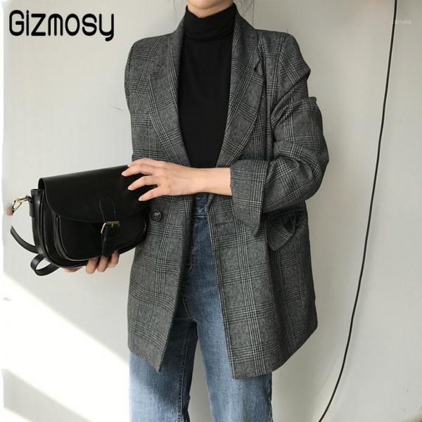 2020 new autumn women jacket double-row two-grain plaid suit jacket plaid outwear casual turn down collar office blazer ca34631, White;black
2020 new autumn women jacket double-row two-grain plaid suit jacket plaid outwear casual turn down collar office blazer ca34631, White;black