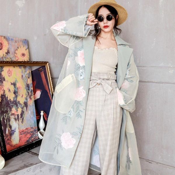 spring autumn women casual loose long trench ladies elegant organza floral print femme long coat women clothes 2020, Tan;black
spring autumn women casual loose long trench ladies elegant organza floral print femme long coat women clothes 2020, Tan;black